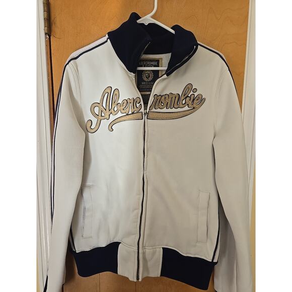 Vintage Abercrombie & Fitch Sweatshirt Mens Medium White Full Zip 2000s - Picture 1 of 6